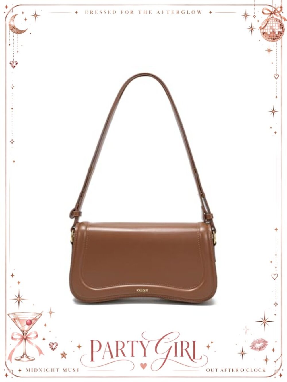 Faux Leather Crescent Shoulder Bag Adjustable Strap Dumpling Hobo Crossbody